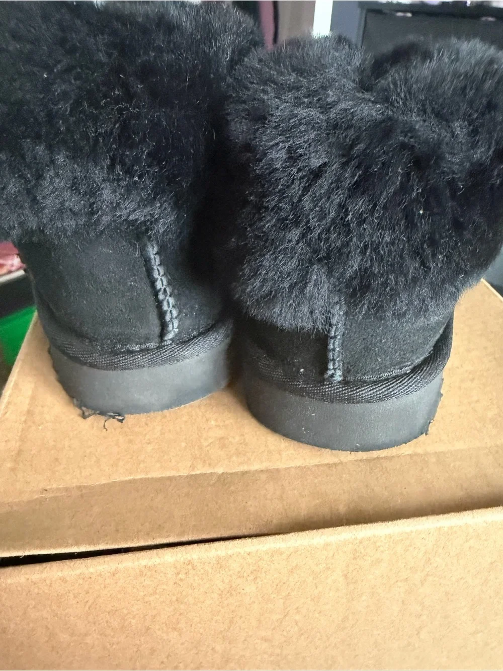 UGG Black Shearling-Lined Slip-On Slippers